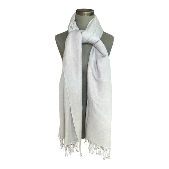 Scarf With Fringe Light Grey Pashmina Women’s Scarf Neck Warmer Shawl Wrap - Picture 2 of 4
